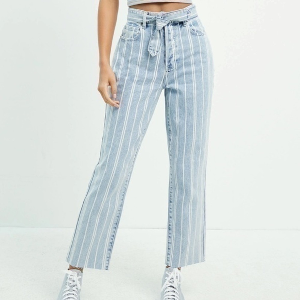 ▶️ PacSun ◀️ Double Stripe High Waisted Straight Leg Jeans